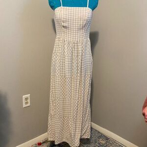 Jopae Gingham Plaid Boho Spaghetti Strap Lined Maxi Dress Size S